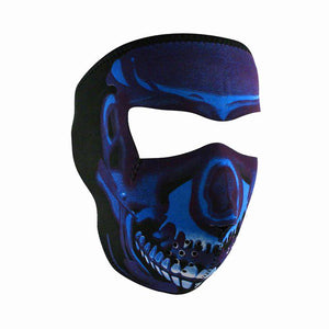 Neoprene All-Season Full Face Mask - Blue Chrome Skull
