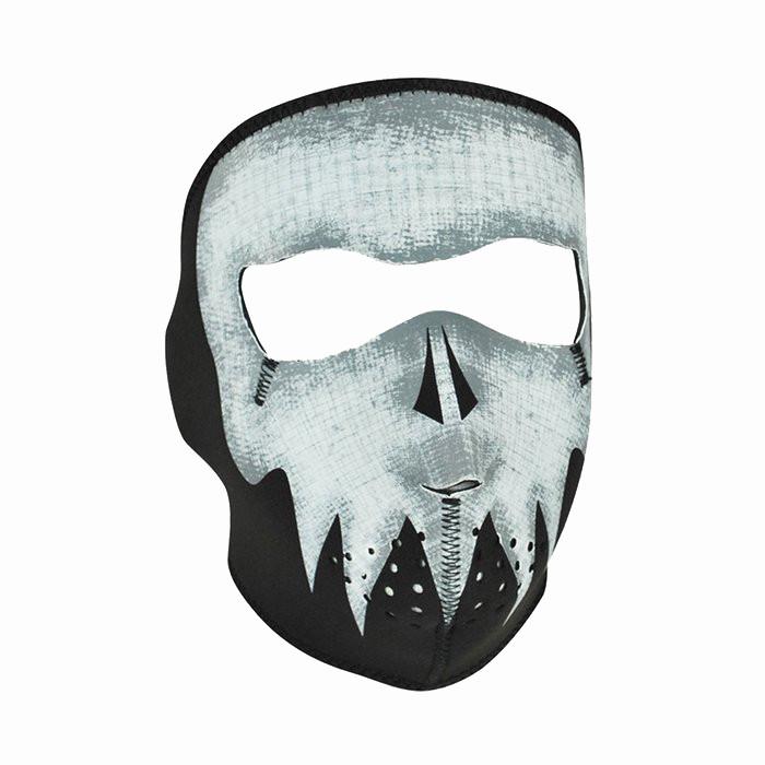 Neoprene All-Season Full Face Mask - Glow Gray Skull